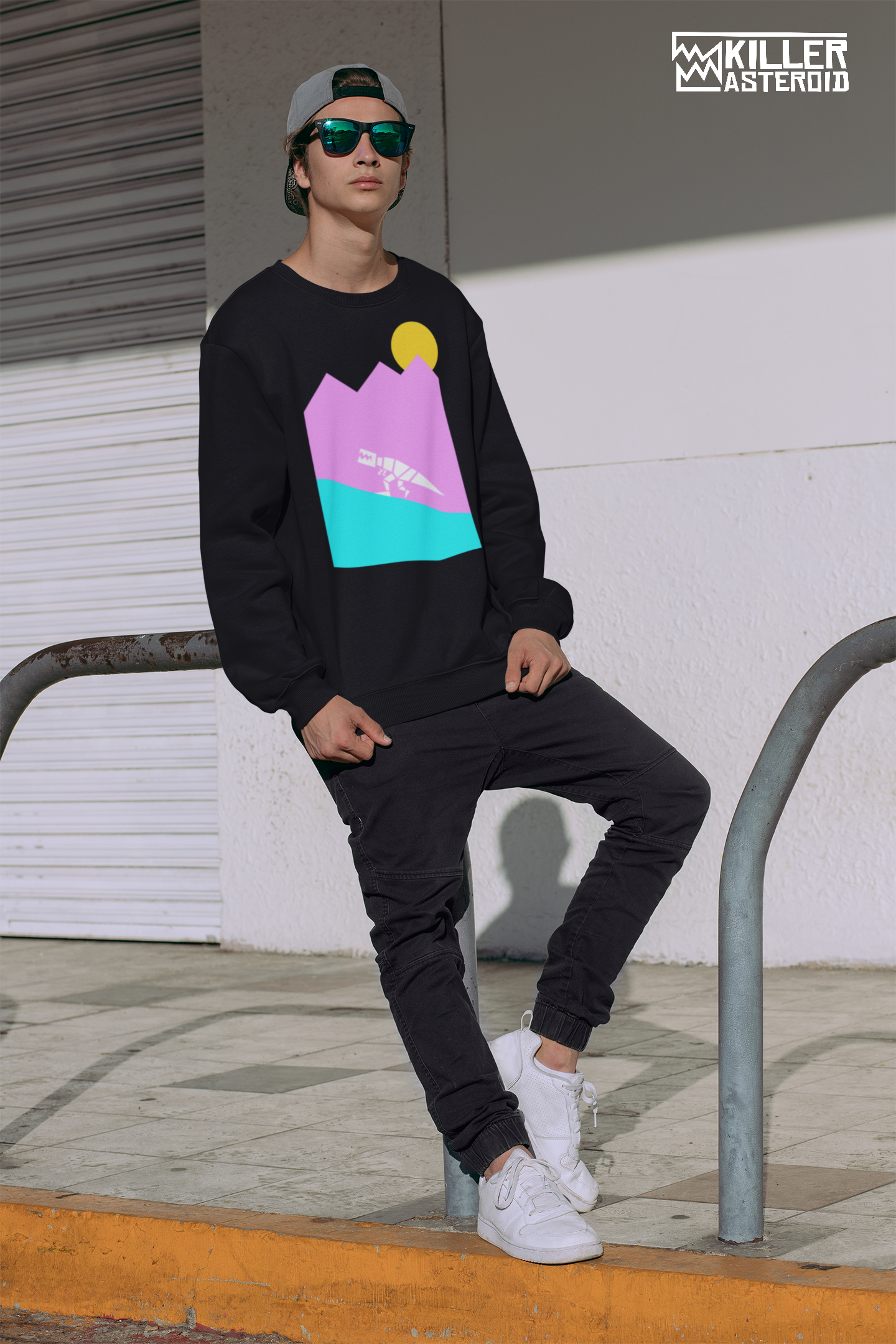 Trex Pink Mountain - Organic Unisex Crewneck Sweatshirt